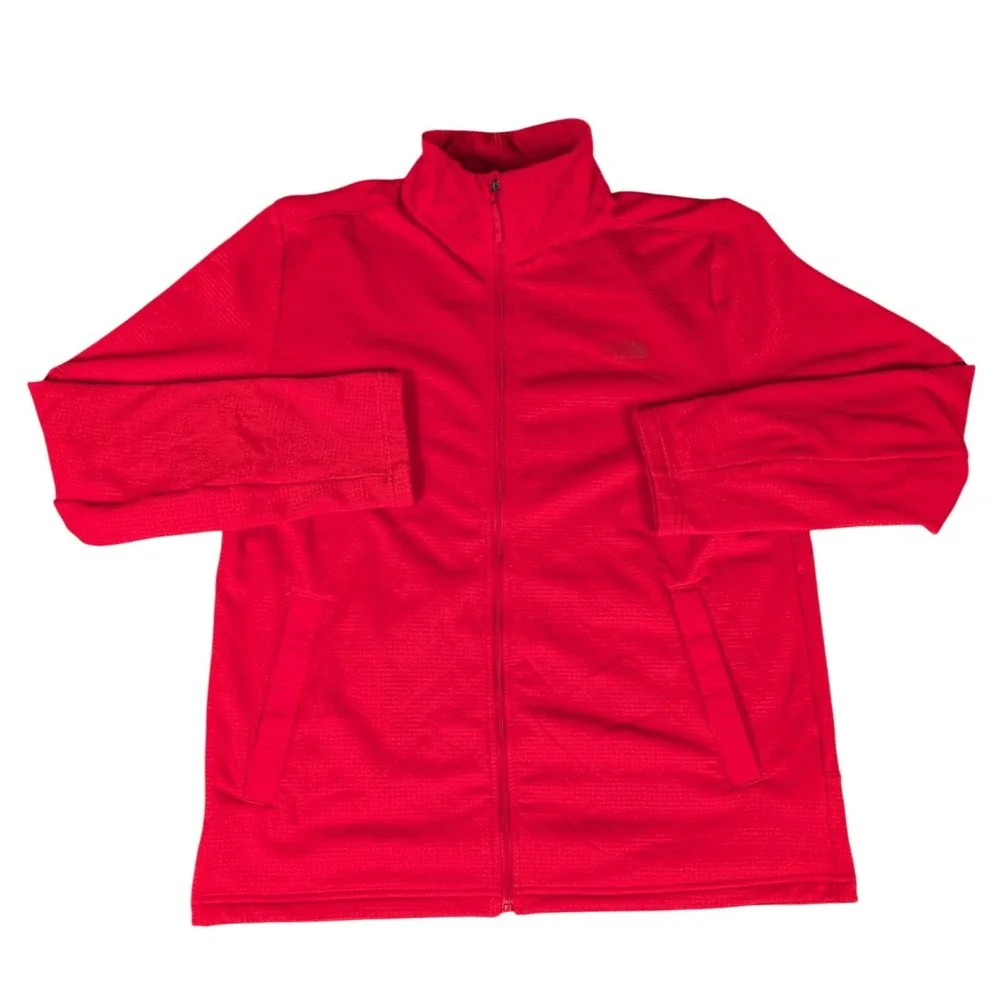 The North Face Mens Red Canyonlands Full Zip Fleece Jacket Mock Neck Stretch